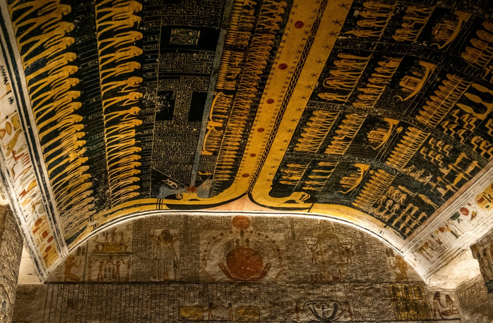 Decorated royal tomb interior associated with the New Kingdom and Tutankhamun