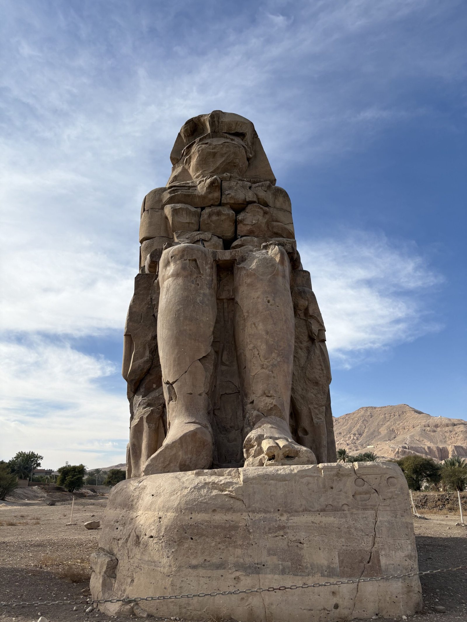 Detailed view of one of the Colossi of Memnon