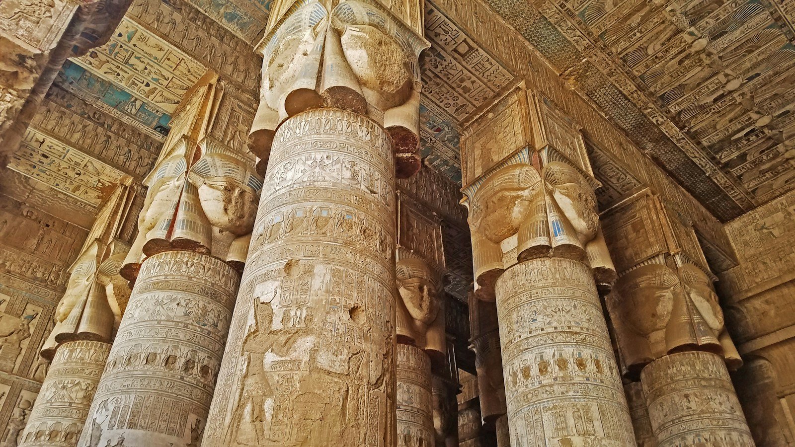 The monumental Temple of Hathor at Dendera
