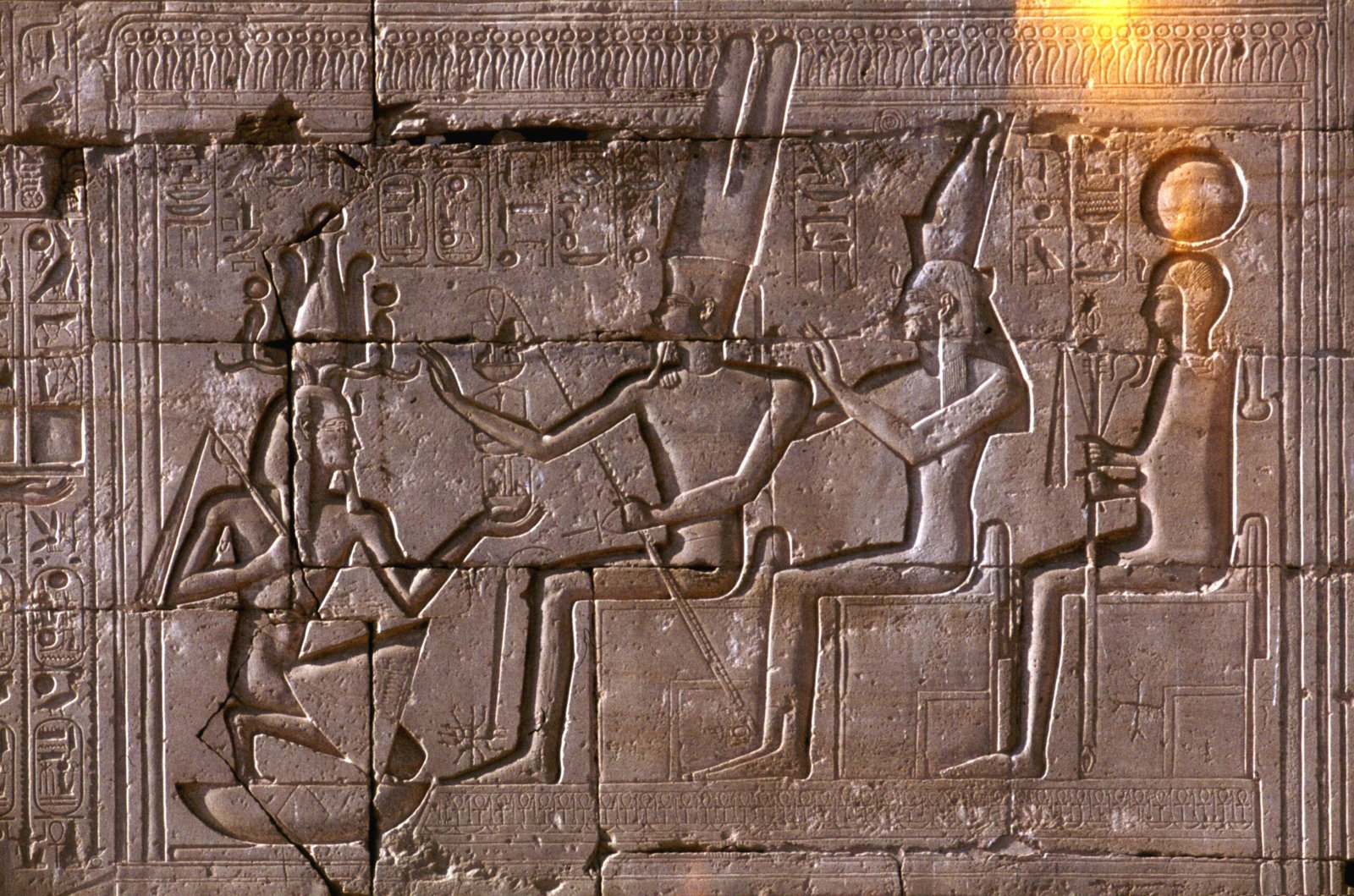 Carved lotus relief detail from the Ramesseum temple at Luxor