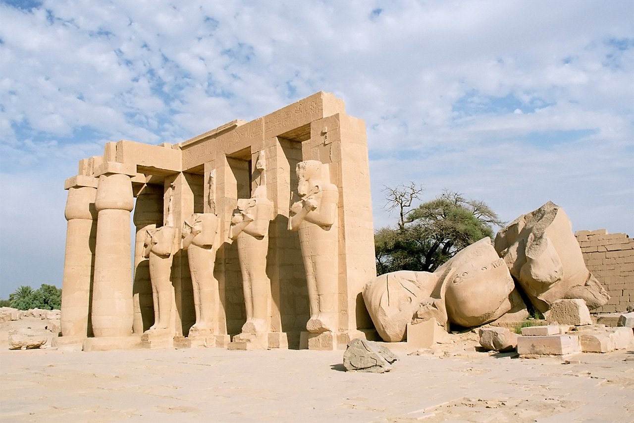 The fallen colossus of Ramesses II at the Ramesseum in Luxor